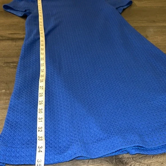 Anthropologie Maeve 60s Retro Textured Short Sleeve Shift Dress Size Small Blue - Picture 10 of 12